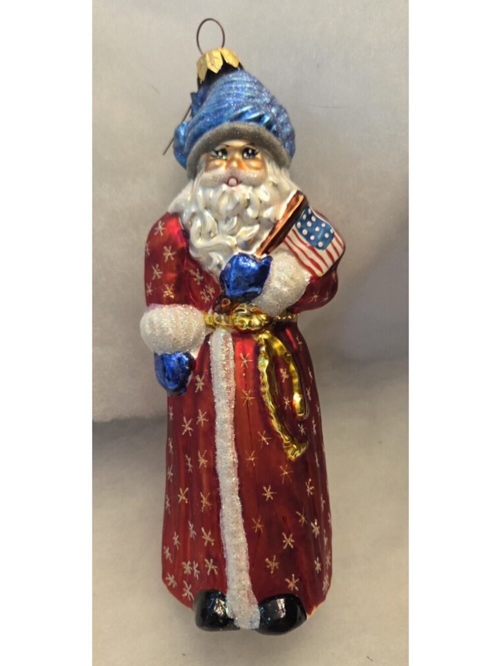 Christopher Radko 8" Ornament Star Spangled Santa Patriotic Flag, Broken